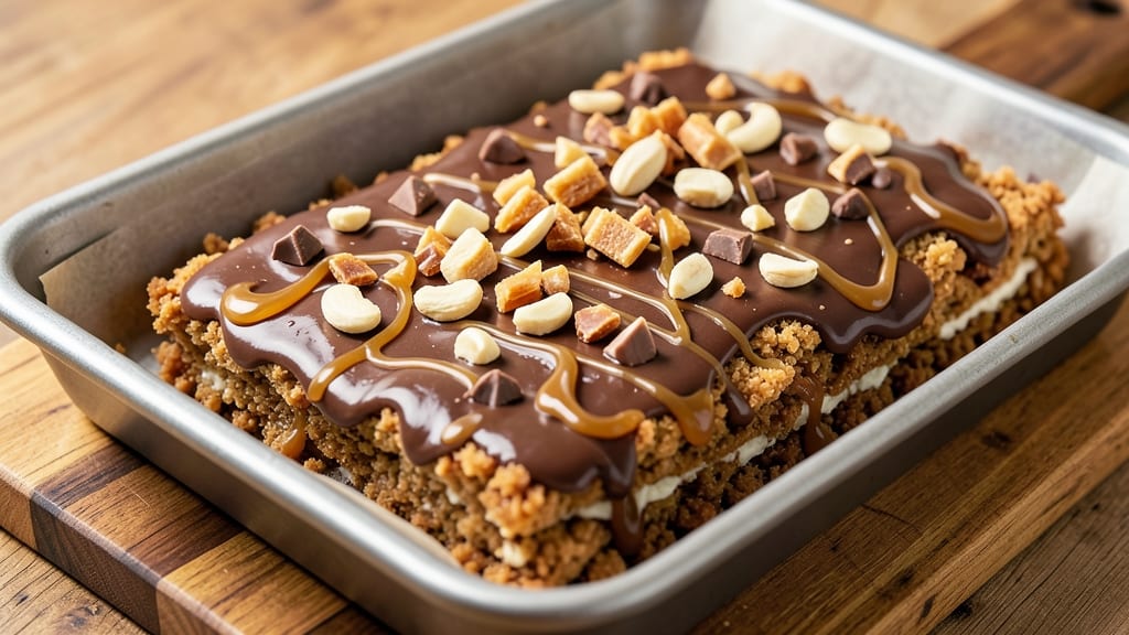 Candy Bar Cookie Bars Recipe: Fudgy Chocolate Rivers and Buttery Swirls