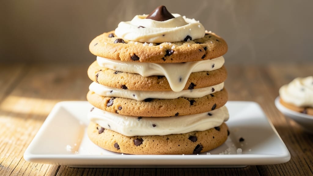 Chocolate Chip Cookie Frosting Sandwich Recipe: Pillowy Vanilla Layers and Crunchy Edges